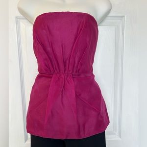 Mexx silk strapless corset-style top, fuchsia, size 8